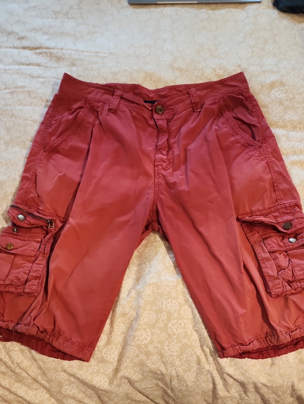 Mens Red Cargo Shorts - Casual Utility Style
